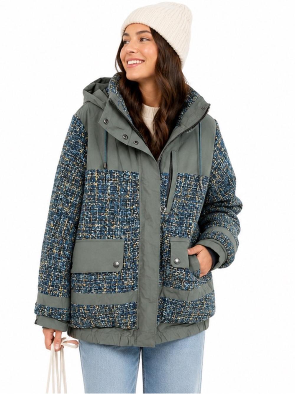NOIZE Safara Mixed Media Jacket Wavelight Women Large Moderncore
